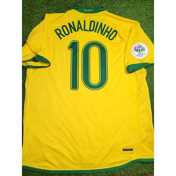 Ronaldinho Brazil 2006 World Cup Home Soccer Jersey Shirt XL SKU# 103889 - Picture 2 of 9